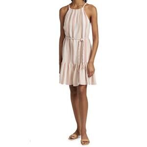 Rails Becca Dress Cheyenne Stripe Pink Brown White Cotton Gauze Belted - Small